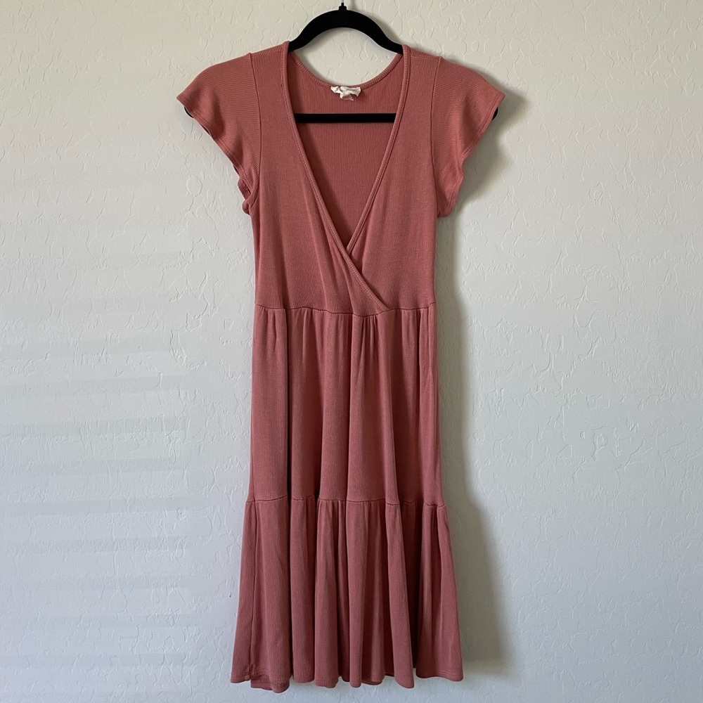 See you Monday tiered midi dress.